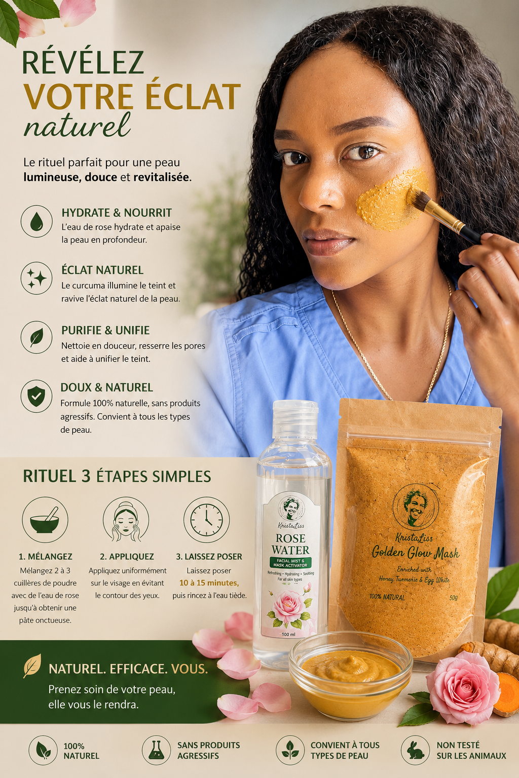 KristaLiss Golden Glow Mask Kit

50 g Mask Powder + Rose Water Included